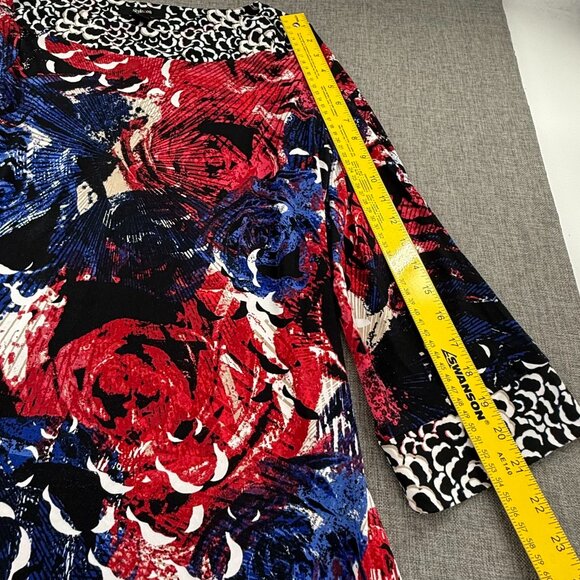 Style & Co Shift Dress Floral Red White Blue Black Large Stretchy Relaxed Fit - Picture 6 of 11